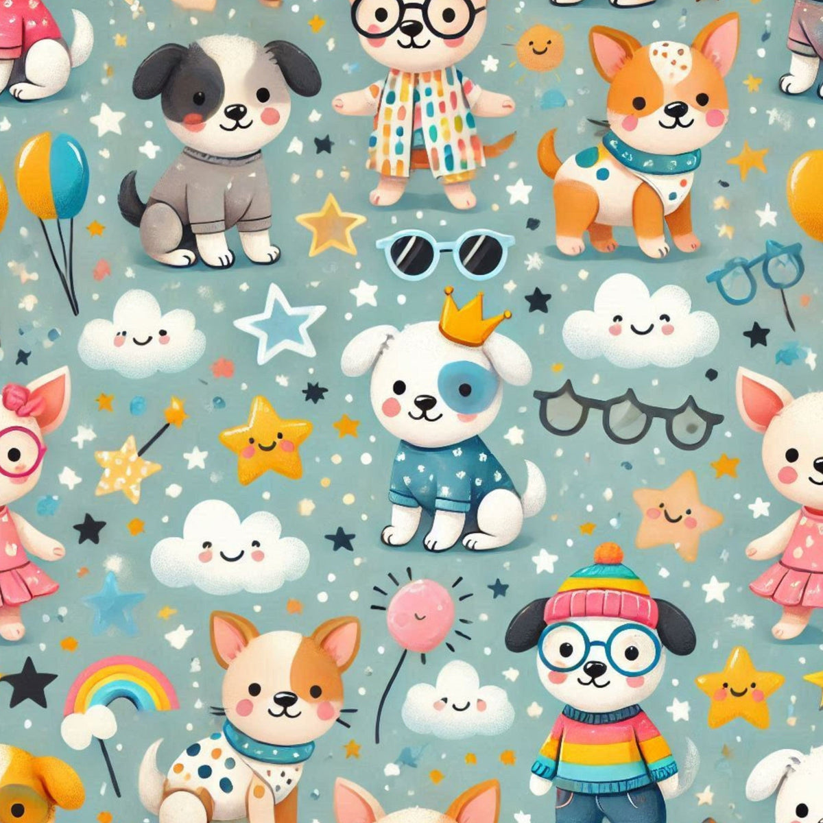 Cubist Canines Pattern 4 Fleece Fabric