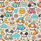 Cubist Canines Pattern 5 Fleece Fabric