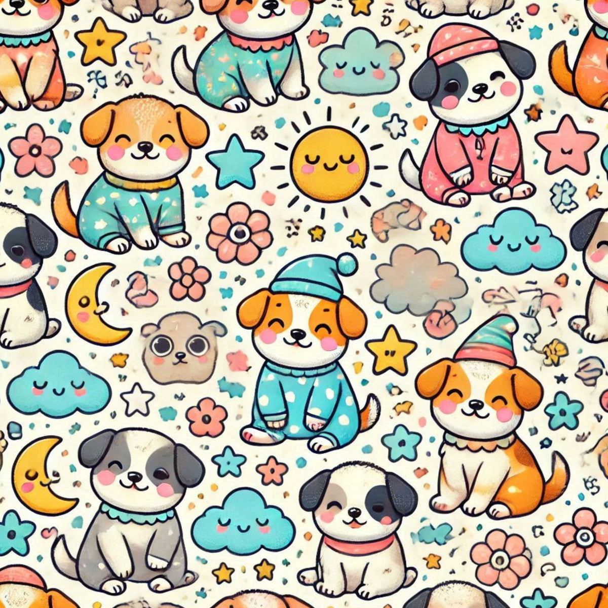 Cubist Canines Pattern 5 Fleece Fabric