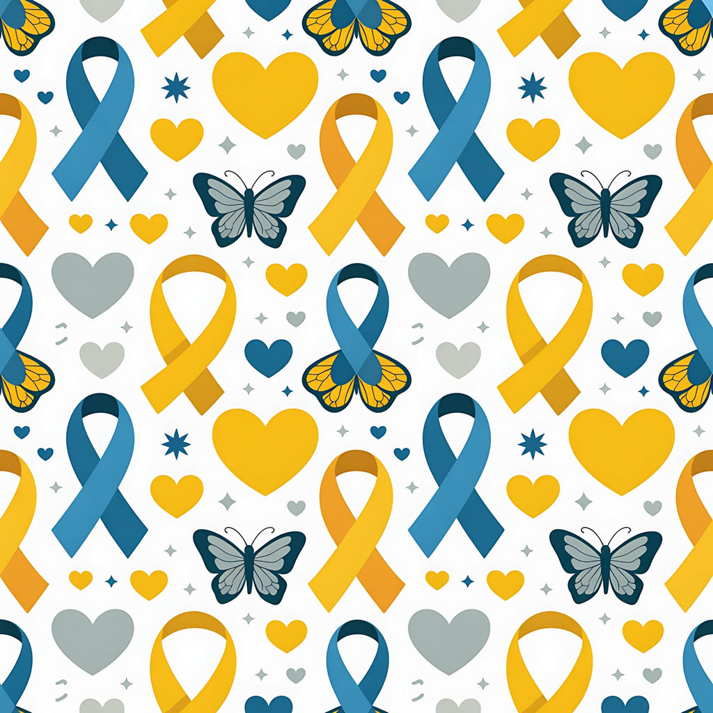 Ribbons of Hope Pattern 1 Fleece Fabric