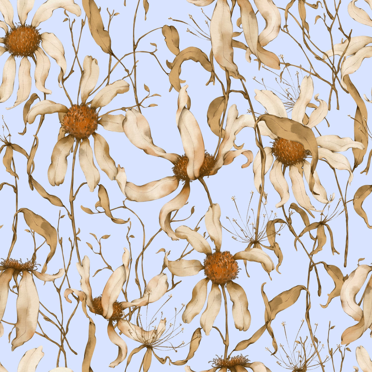Faded Petals Pattern 2 Fleece Fabric