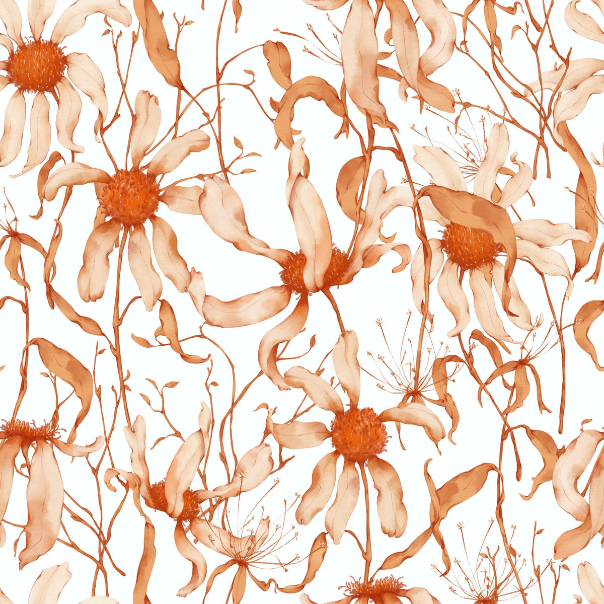 Faded Petals Pattern 4 Fleece Fabric