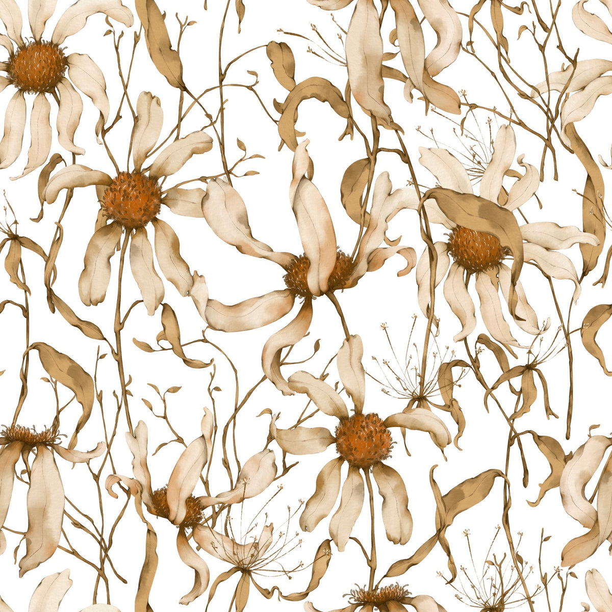 Faded Petals Pattern 6 Fleece Fabric