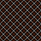 orange, black, gray, plaid pattern, diagonal stripes, crosshatch design, geometric pattern, fall colors, autumn theme,, fabric panel, intersecting lines, woven appearance, seasonal fabric, craft material, sewing fabric, repetitive pattern, angular design