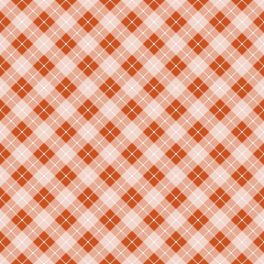 fall orange, coral, peach, salmon, rust, plaid pattern, diagonal stripes, argyle design, checkered, geometric, autumn colors,, fabric panel, warm tones, seasonal, harvest colors, crosshatch pattern, diamond shapes, woven texture