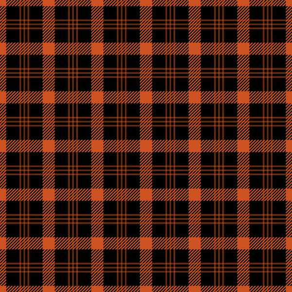 fall orange, black, plaid pattern, tartan, checkered, buffalo check, geometric design,, fabric panel, autumn colors, seasonal pattern, burnt orange, crosshatch lines, grid pattern, rustic style, harvest theme, cozy mood, textile design
