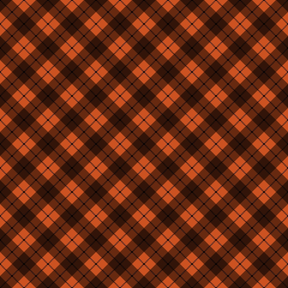 orange, brown, rust, plaid pattern, argyle, diagonal stripes, geometric design, fall colors, autumn theme,, fabric panel, checkered, crosshatch lines, warm tones, seasonal fabric, diamond shapes, repetitive pattern, crafting material, textile design