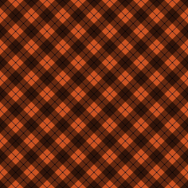 orange, brown, rust, plaid pattern, argyle, diagonal stripes, geometric design, fall colors, autumn theme,, fabric panel, checkered, crosshatch lines, warm tones, seasonal fabric, diamond shapes, repetitive pattern, crafting material, textile design