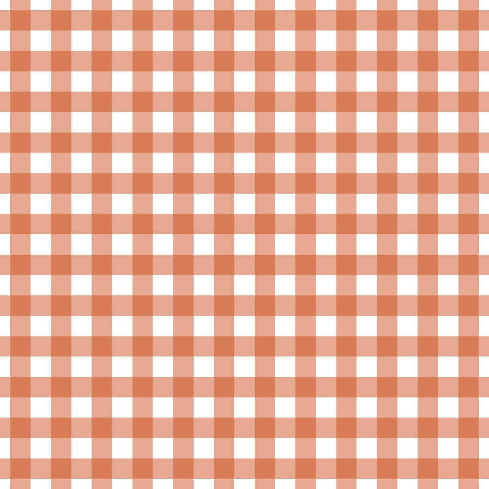 orange, white, plaid, gingham, checkered pattern, fall colors, autumn,, fabric panel, geometric design, rustic orange, peach tones, woven look, crafting material, seasonal fabric, warm tones, country style, checker squares