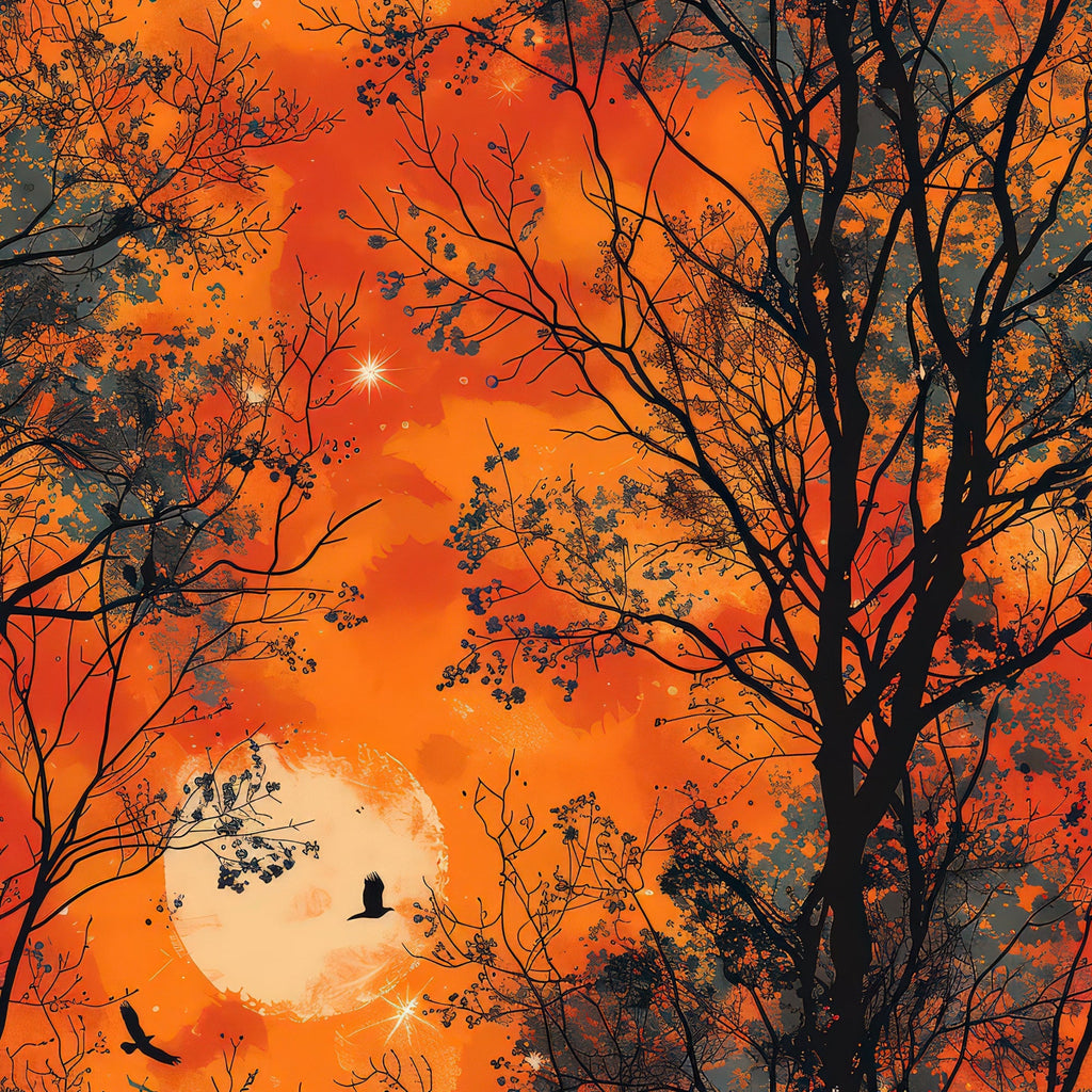 Harvest Moon Branches Pattern 4 Fleece Fabric