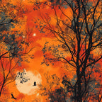 Harvest Moon Branches Pattern 4 Fleece Fabric