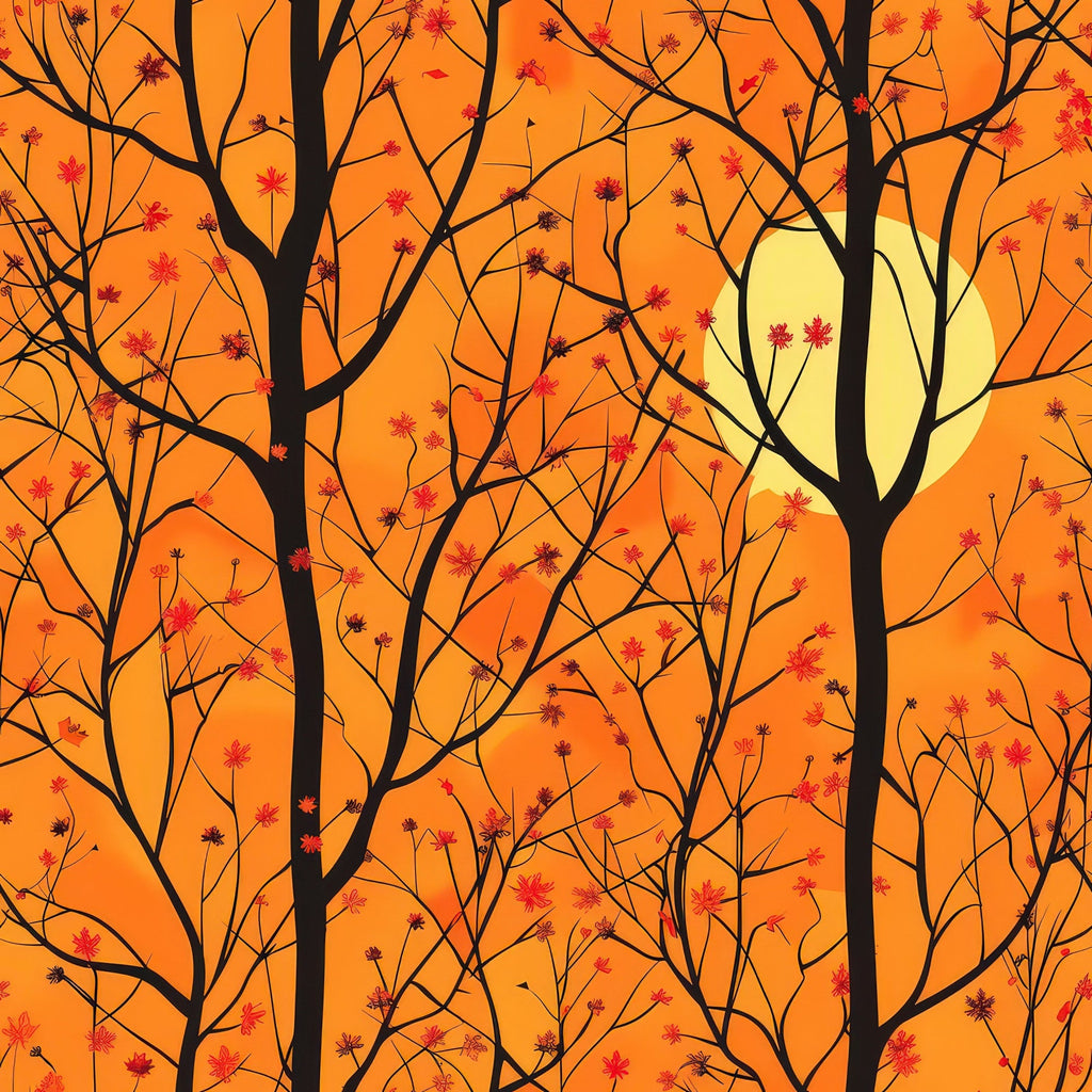 Harvest Moon Branches Pattern 7 Fleece Fabric