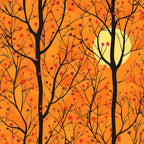 Harvest Moon Branches Pattern 7 Fleece Fabric