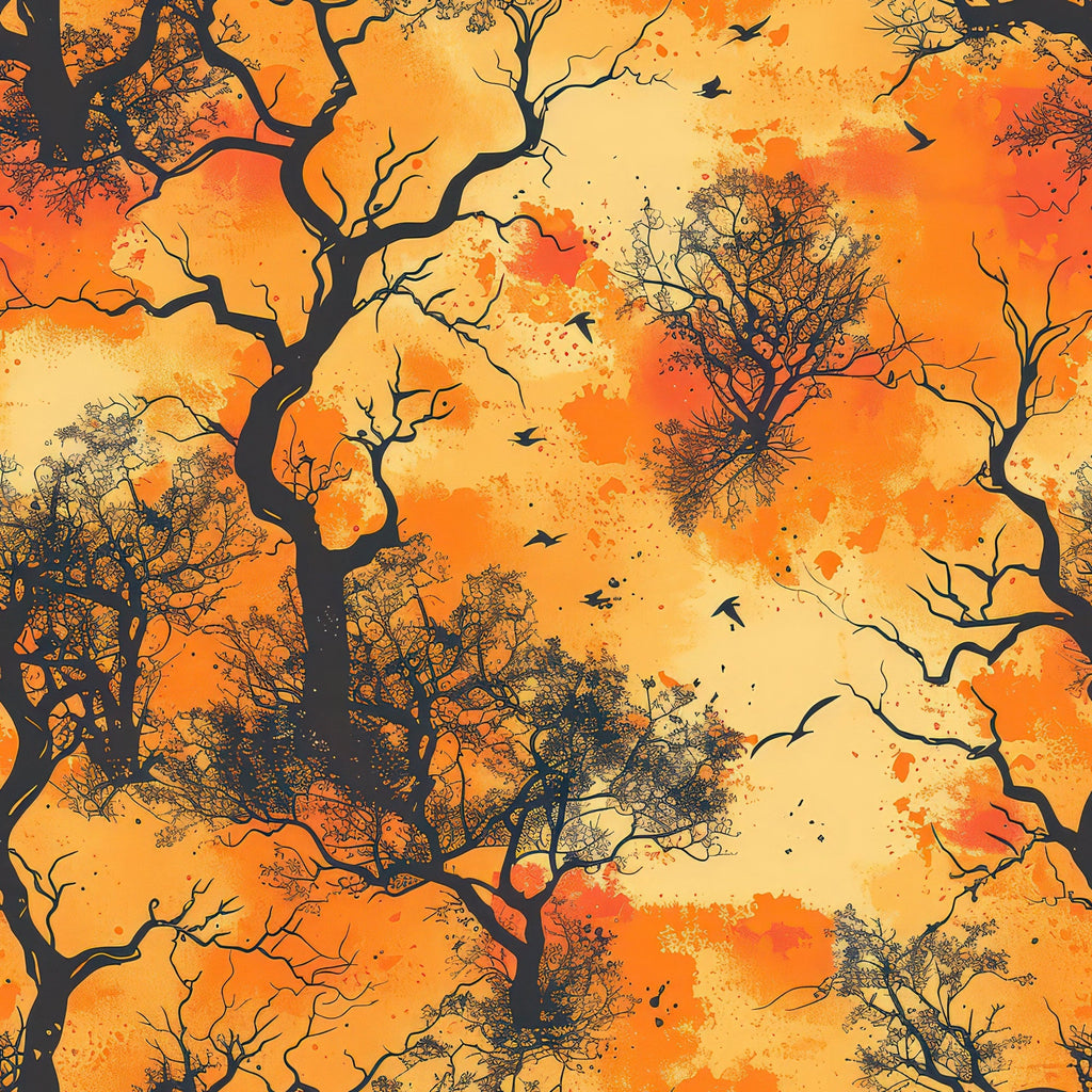 Harvest Moon Branches Pattern 9 Fleece Fabric
