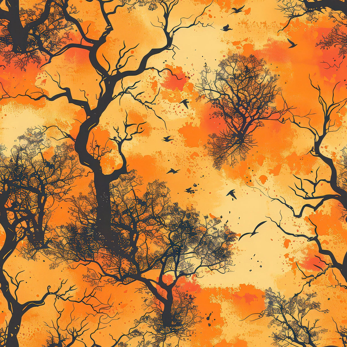 Harvest Moon Branches Pattern 9 Fleece Fabric