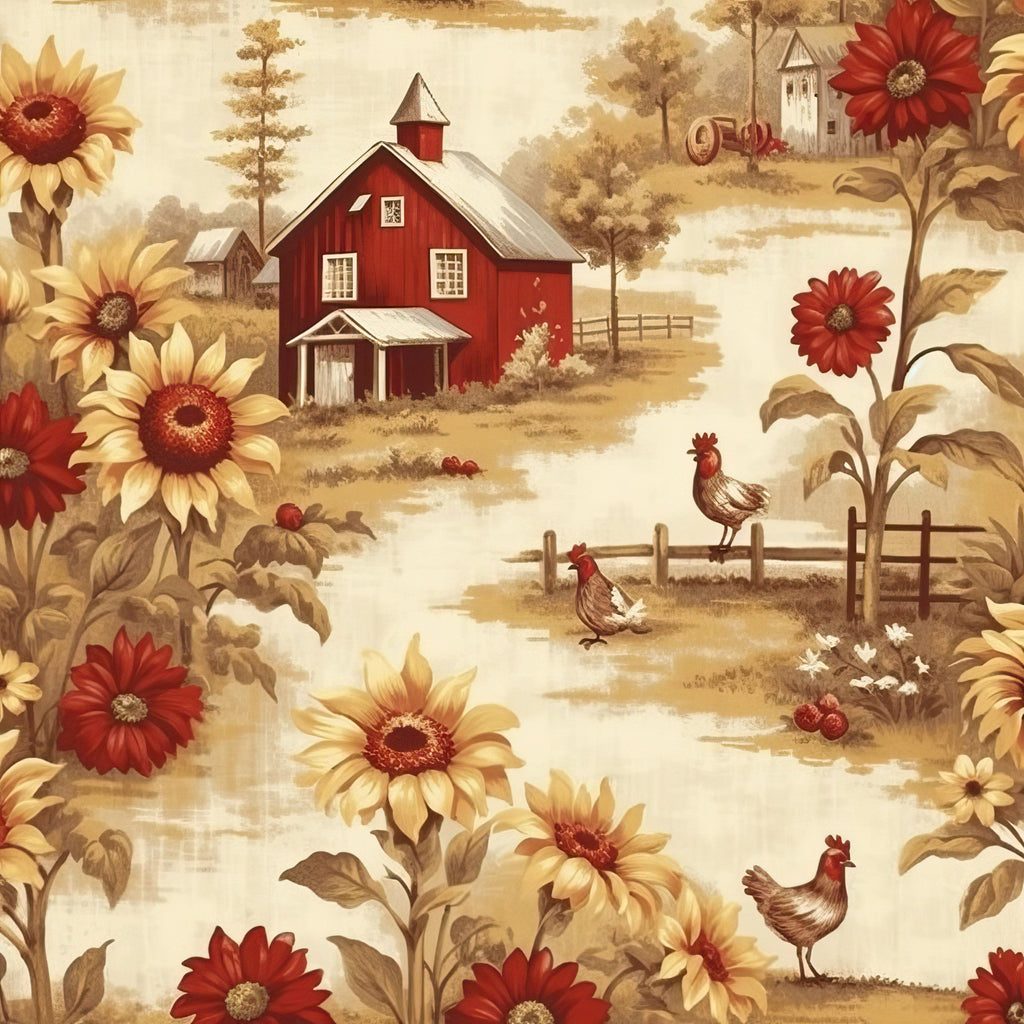 Sunflower Toile Pattern 4 Fleece Fabric