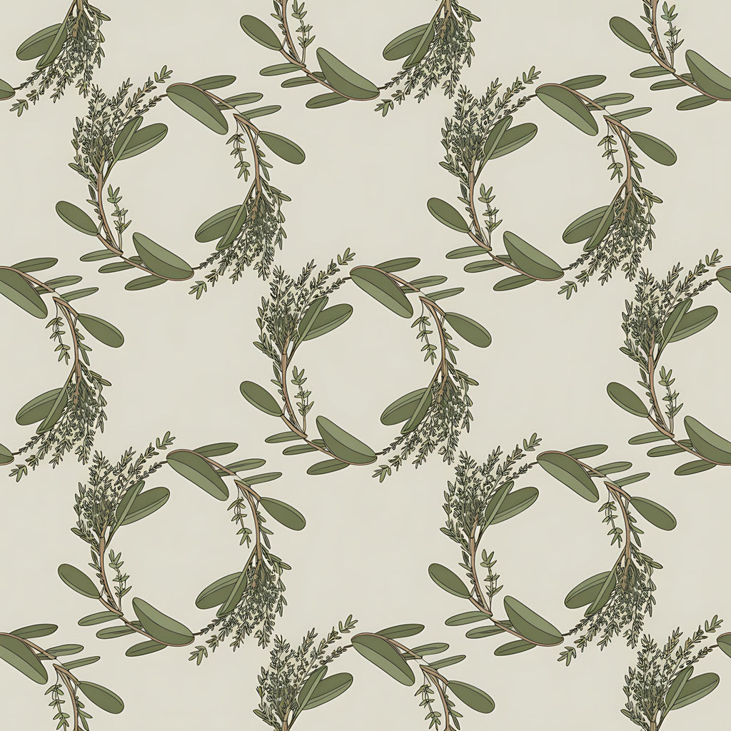 Rosemary Wreaths Pattern 19 Fleece Fabric