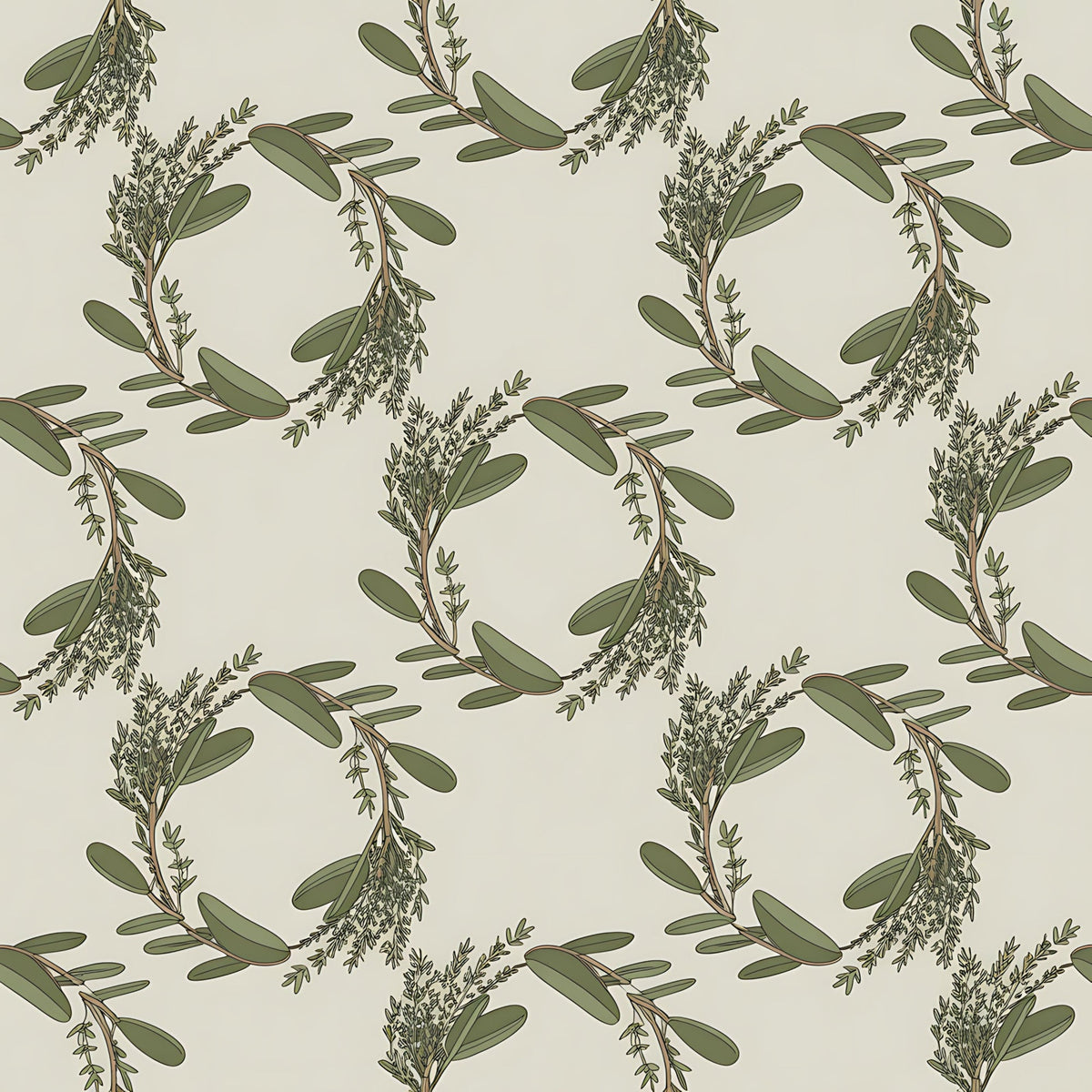 Rosemary Wreaths Pattern 19 Fleece Fabric