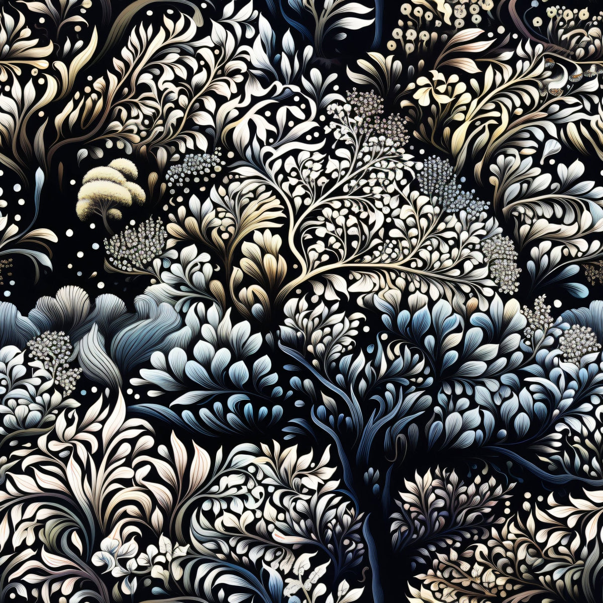 Midnight Bramble Pattern 3 Fleece Fabric