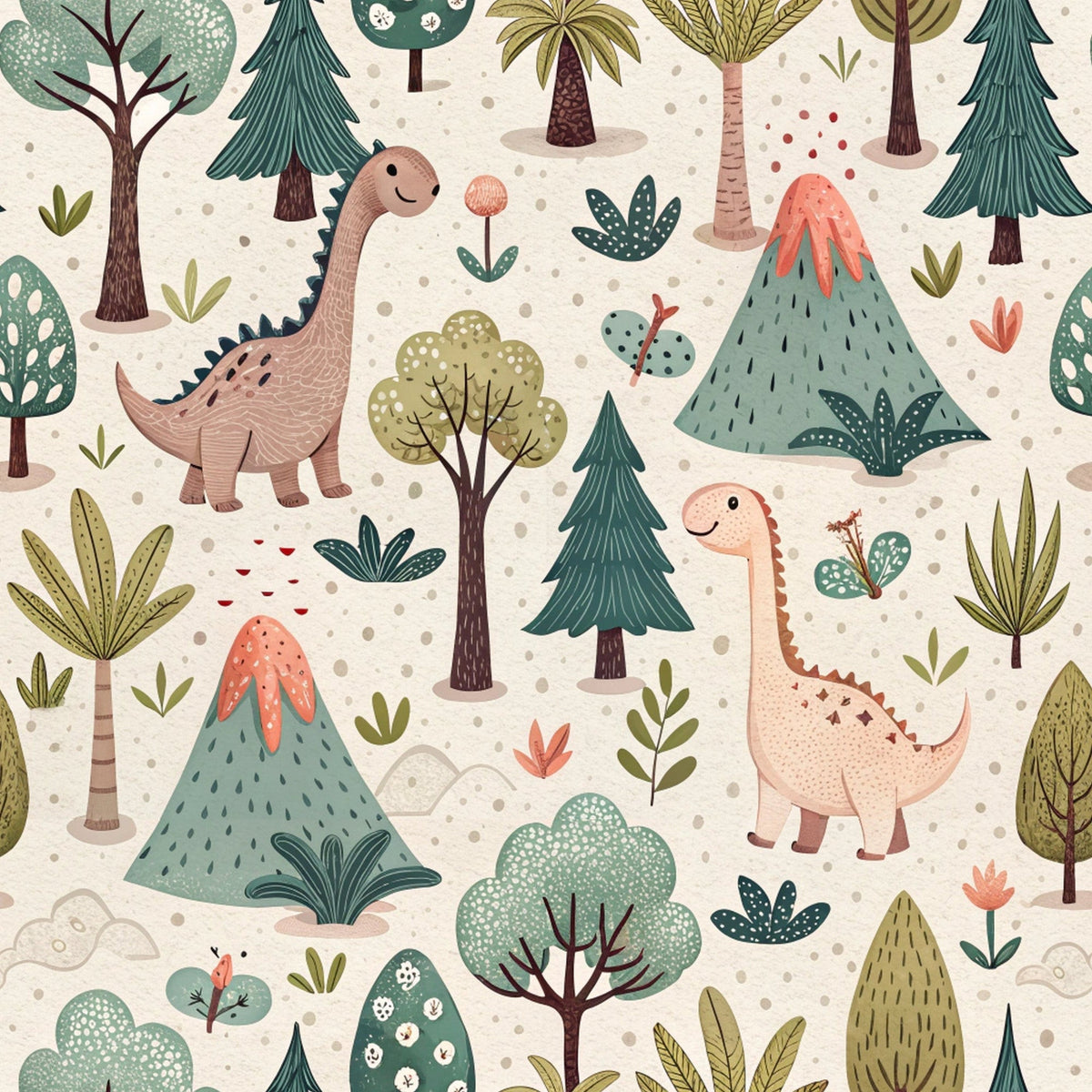 Jurassic Woodland Pattern 1 Fleece Fabric