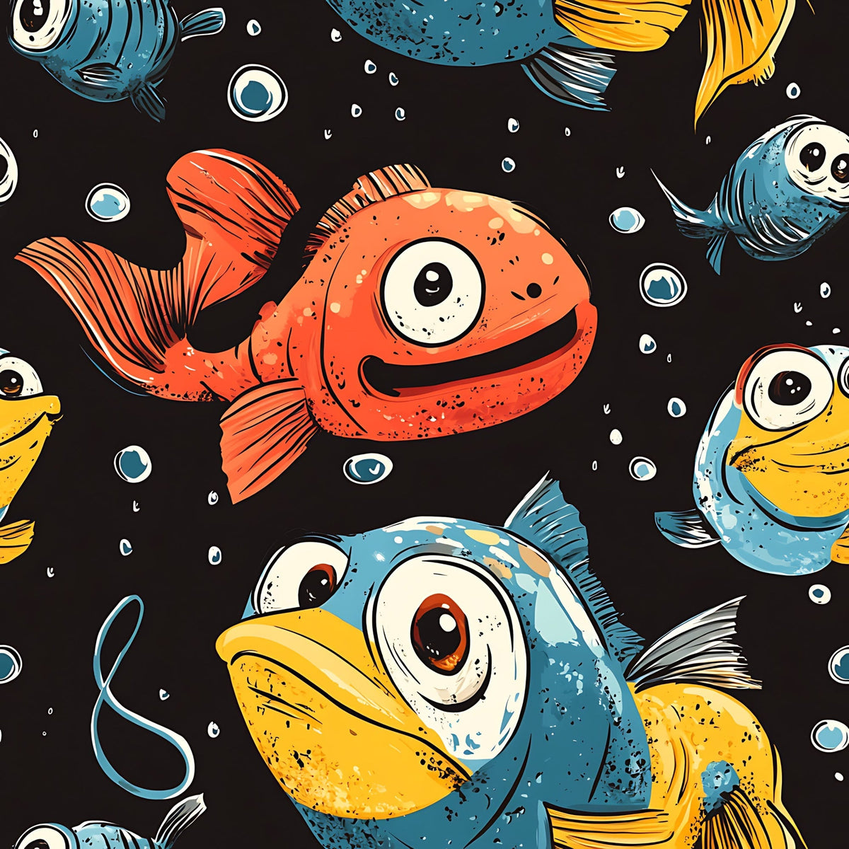Googly Guppies Pattern 1 Fleece Fabric