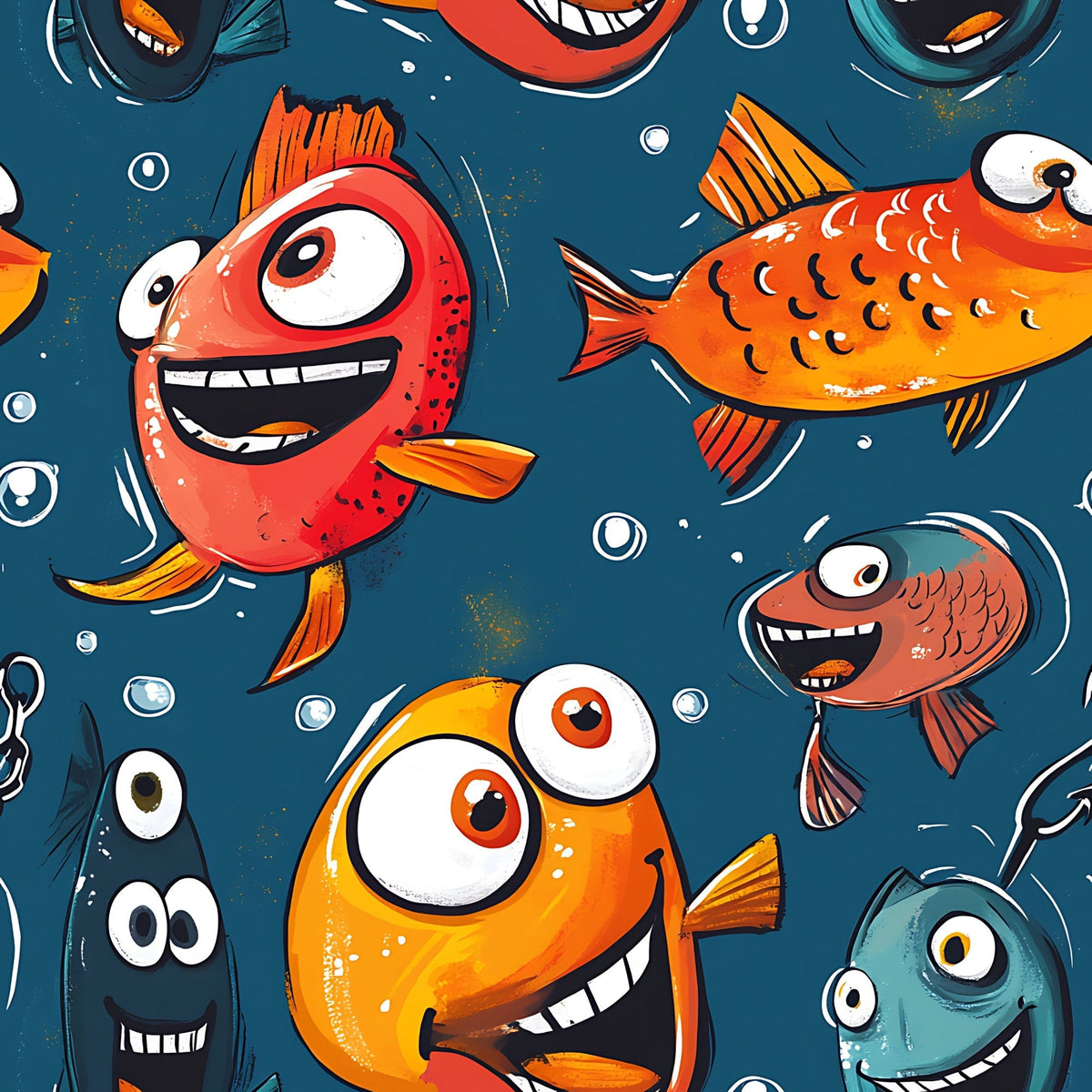 Googly Guppies Pattern 10 Fleece Fabric