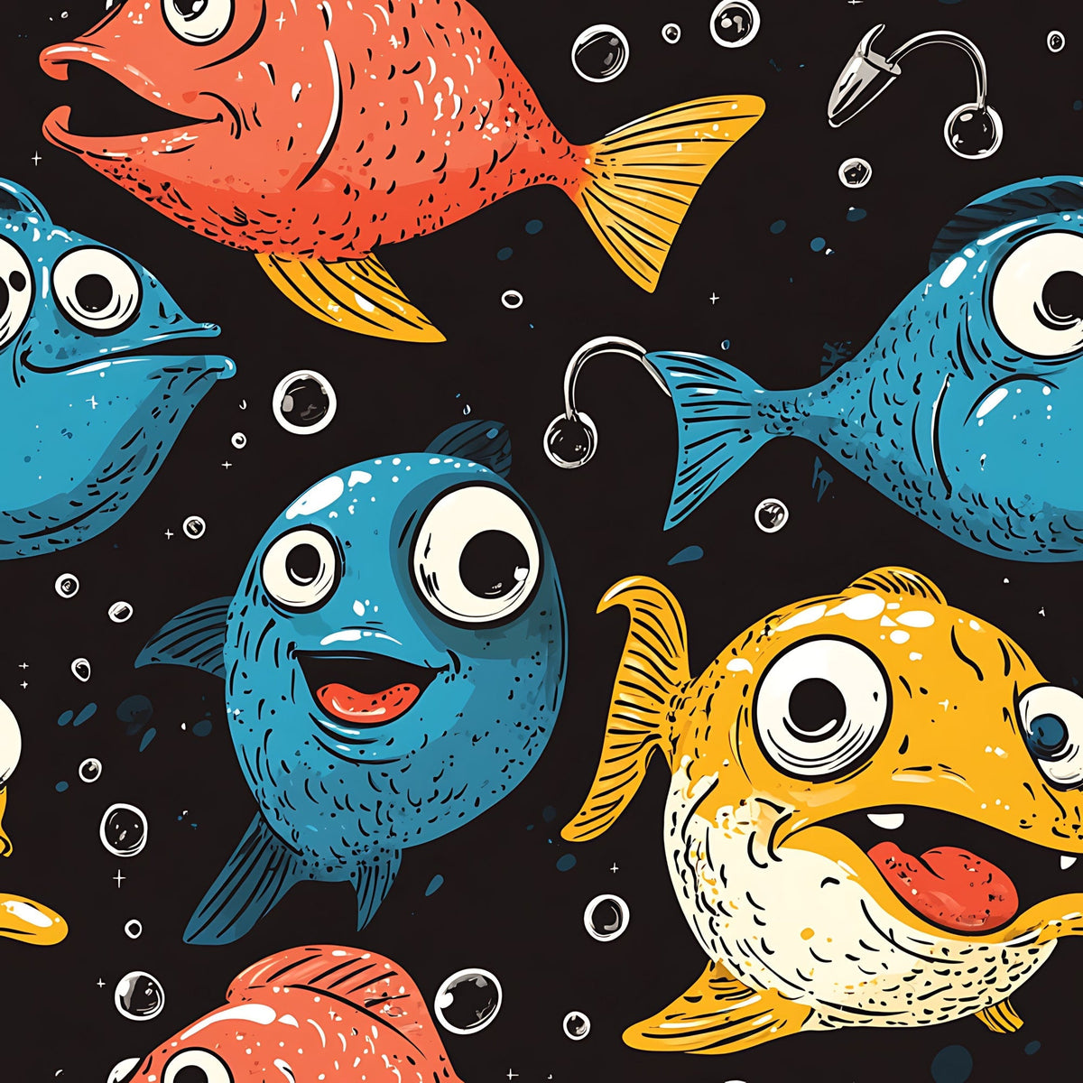 Googly Guppies Pattern 18 Fleece Fabric