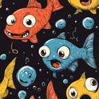 Googly Guppies Pattern 2 Fleece Fabric