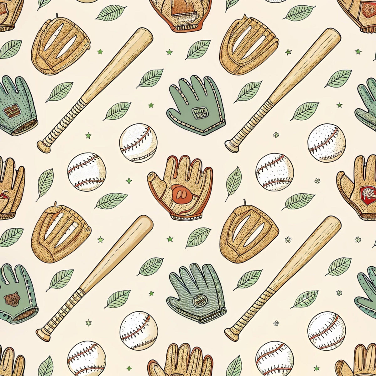 Vintage Ballpark Pattern 14 Fleece Fabric