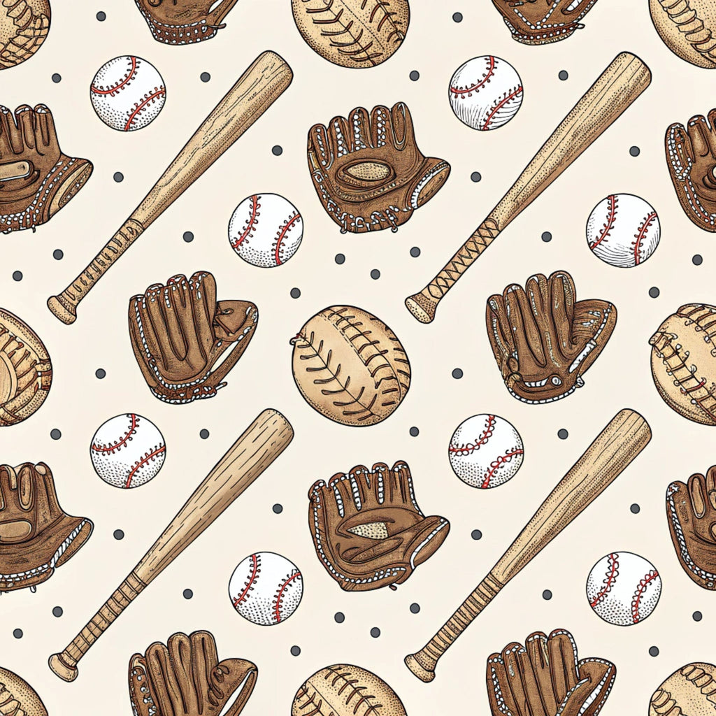 Vintage Ballpark Pattern 15 Fleece Fabric