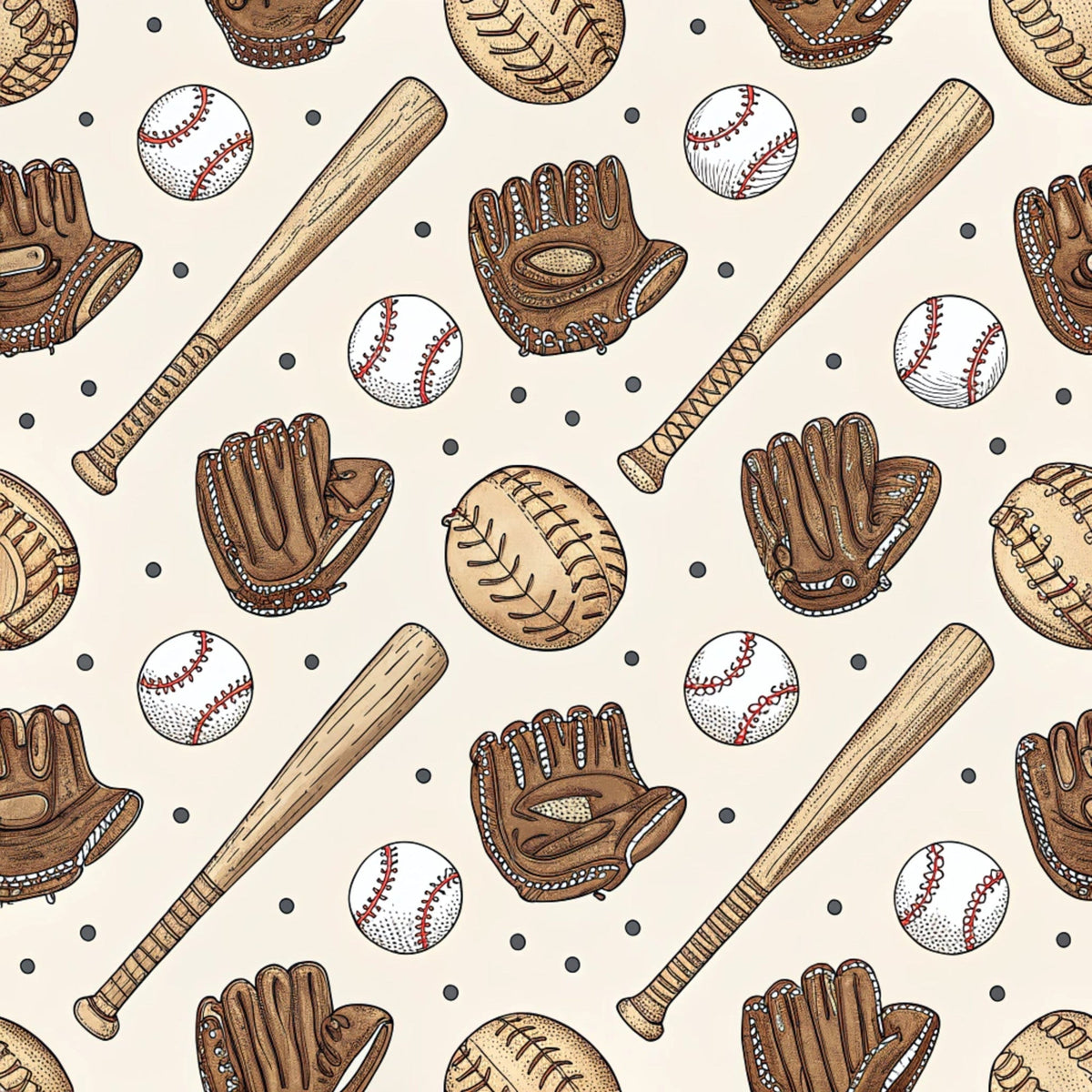 Vintage Ballpark Pattern 15 Fleece Fabric