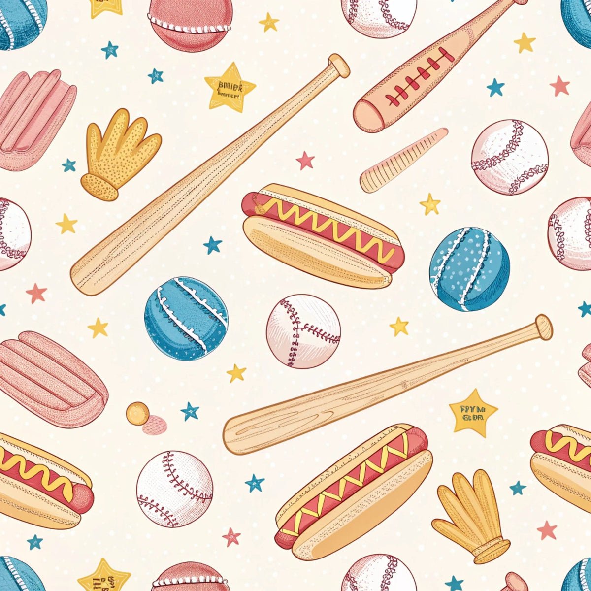 Vintage Ballpark Pattern 2 Fleece Fabric
