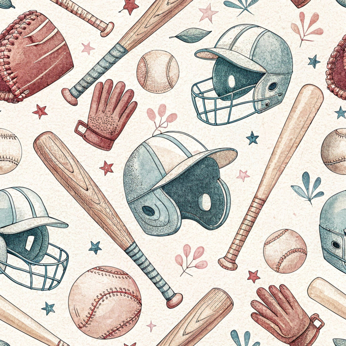 Vintage Ballpark Pattern 22 Fleece Fabric