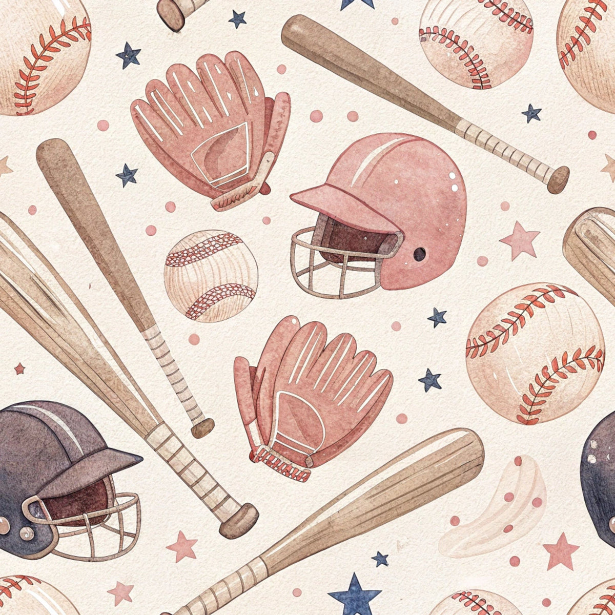 Vintage Ballpark Pattern 23 Fleece Fabric