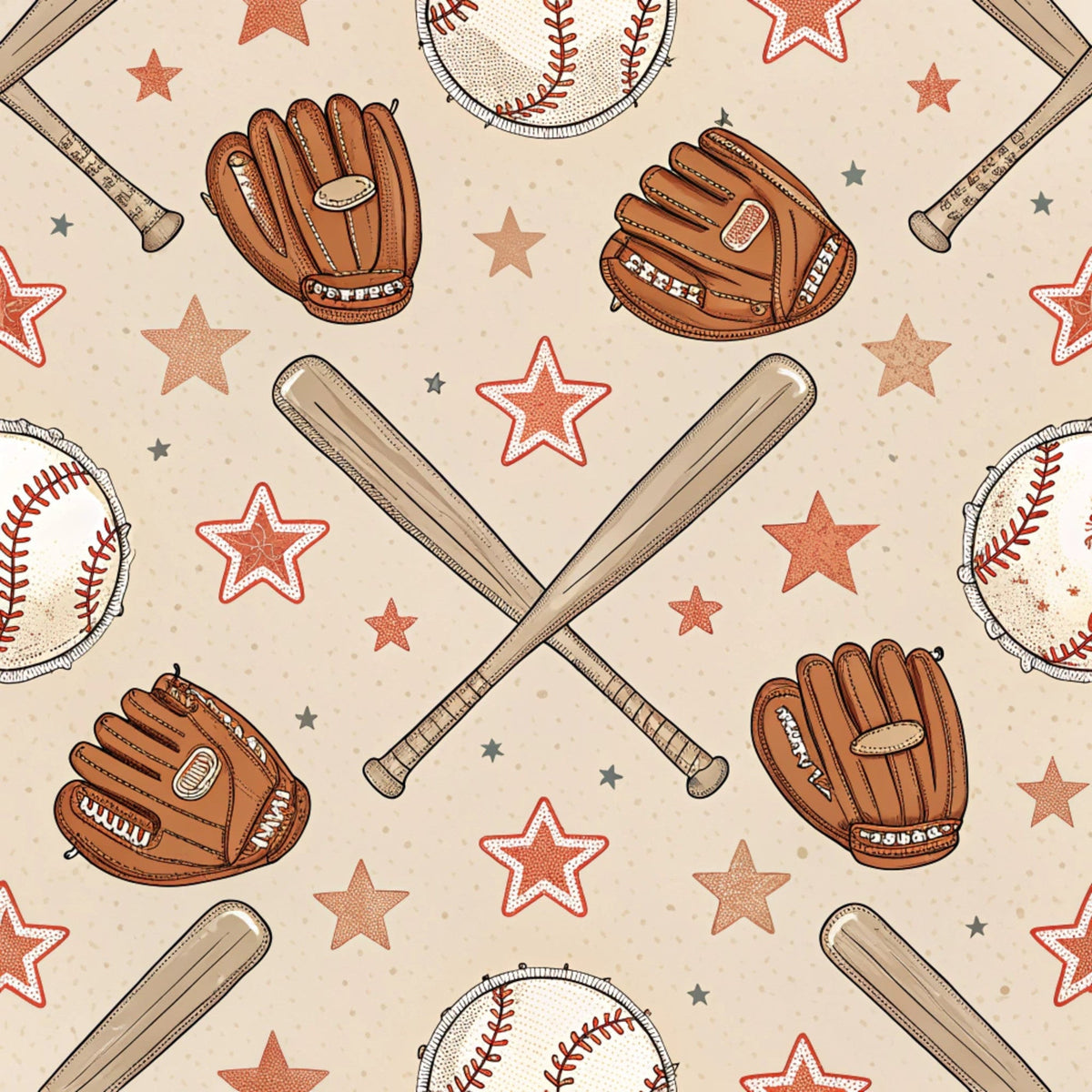 Vintage Ballpark Pattern 26 Fleece Fabric