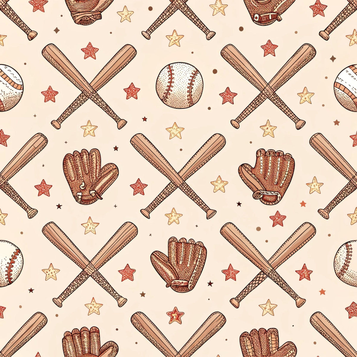 Vintage Ballpark Pattern 27 Fleece Fabric