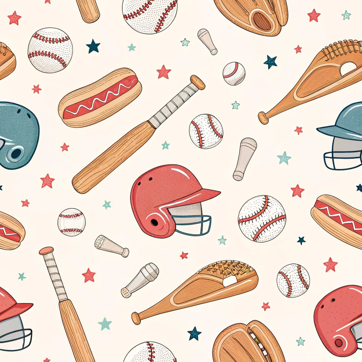 Vintage Ballpark Pattern 28 Fleece Fabric