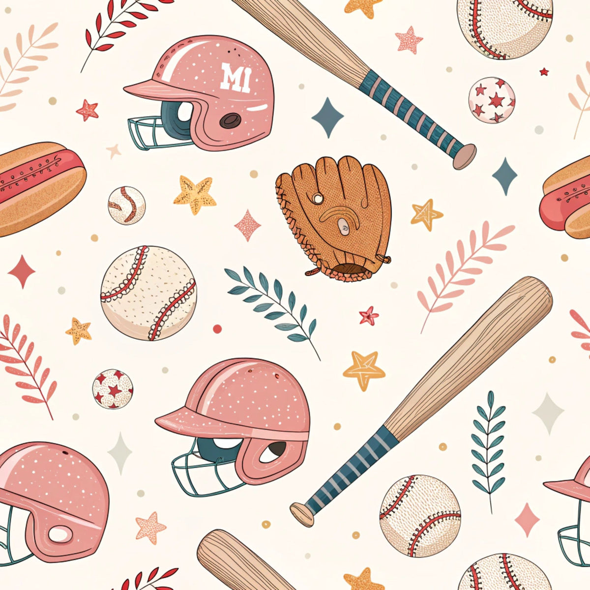 Vintage Ballpark Pattern 29 Fleece Fabric