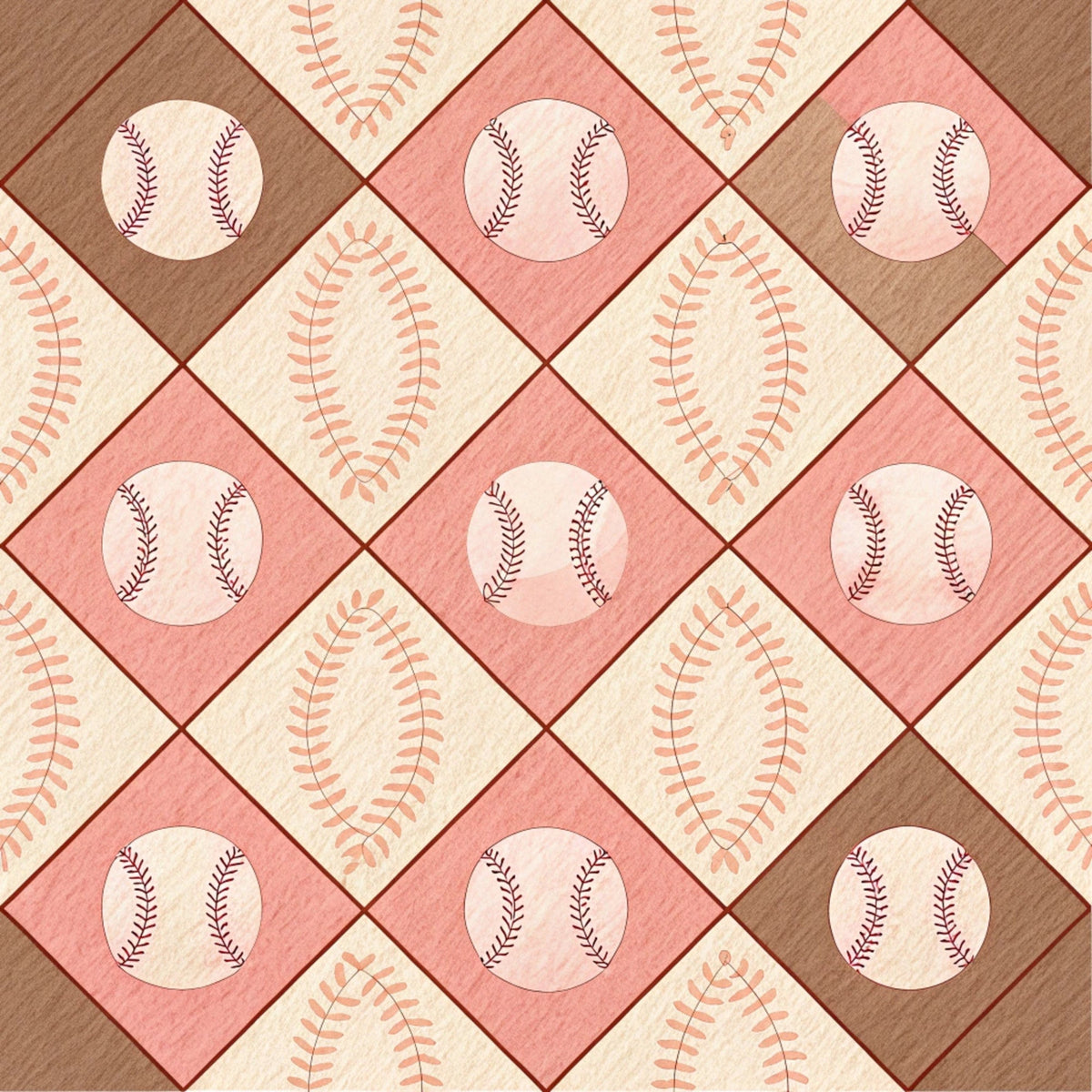 Vintage Ballpark Pattern 3 Fleece Fabric