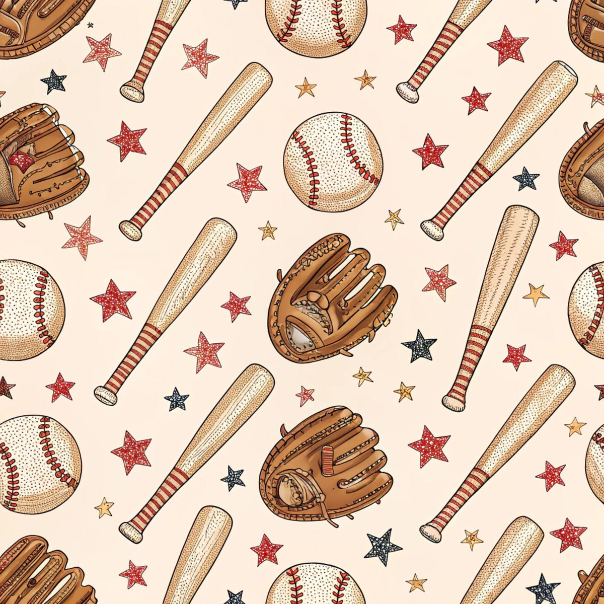 Vintage Ballpark Pattern 9 Fleece Fabric