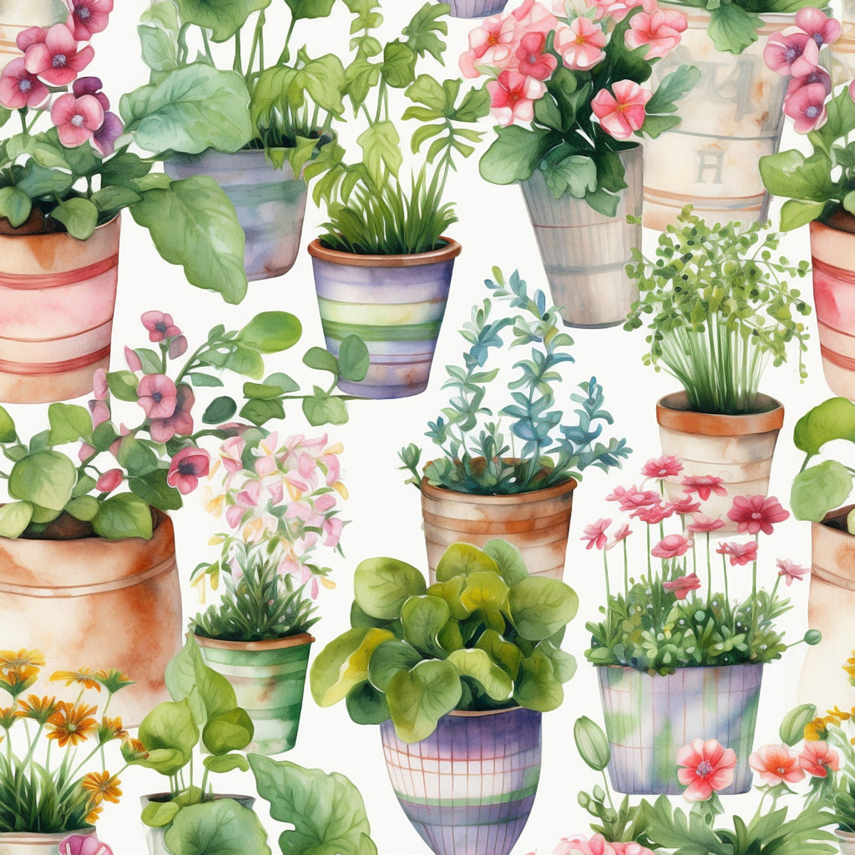 Potting Shed Pattern 4 Fleece Fabric