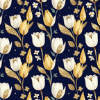 Gilded Midnight Tulips Pattern 9 Fleece Fabric