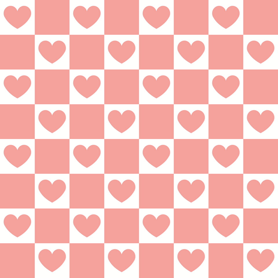 pink, coral, salmon, hearts, checkerboard pattern, alternating squares, romantic, love theme,, fabric panel, groovy style, retro, valentine's day, sweet, geometric pattern, repeating motif, crafting fabric, sewing material, pink and white