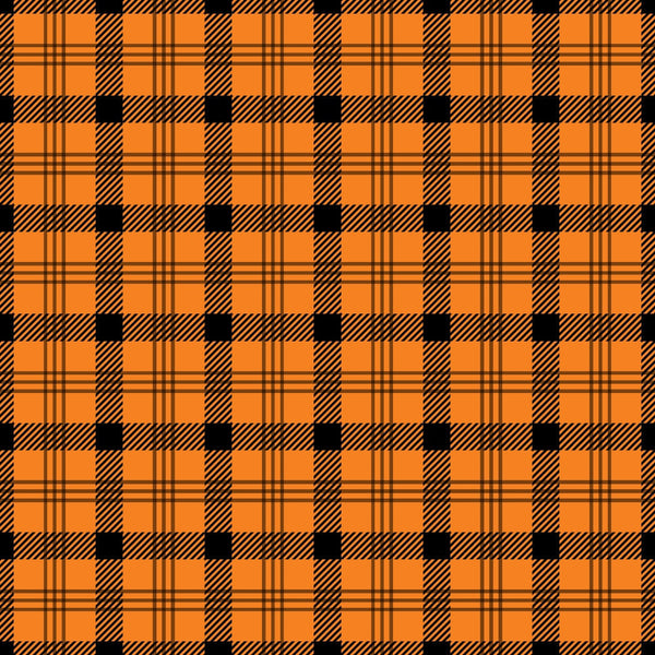 orange, black, plaid pattern, checkered design, tartan, halloween colors, autumn theme, geometric pattern,, fabric panel, seasonal fabric, fall colors, crosshatch lines, halloween plaid, orange and black checks, textile design, craft fabric, sewing material, halloween themed