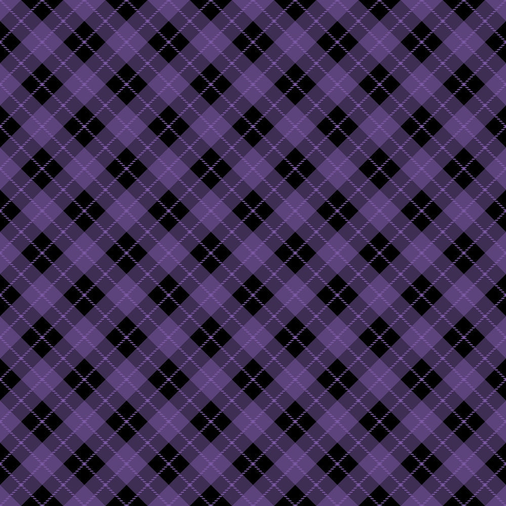 purple, black, plaid, argyle pattern, diagonal lines, checkered, halloween themed,, fabric panel, gothic colors, geometric design, crosshatch texture, seasonal fabric, autumn colors, spooky theme, craft fabric, sewing material, repeating pattern, diamond shapes