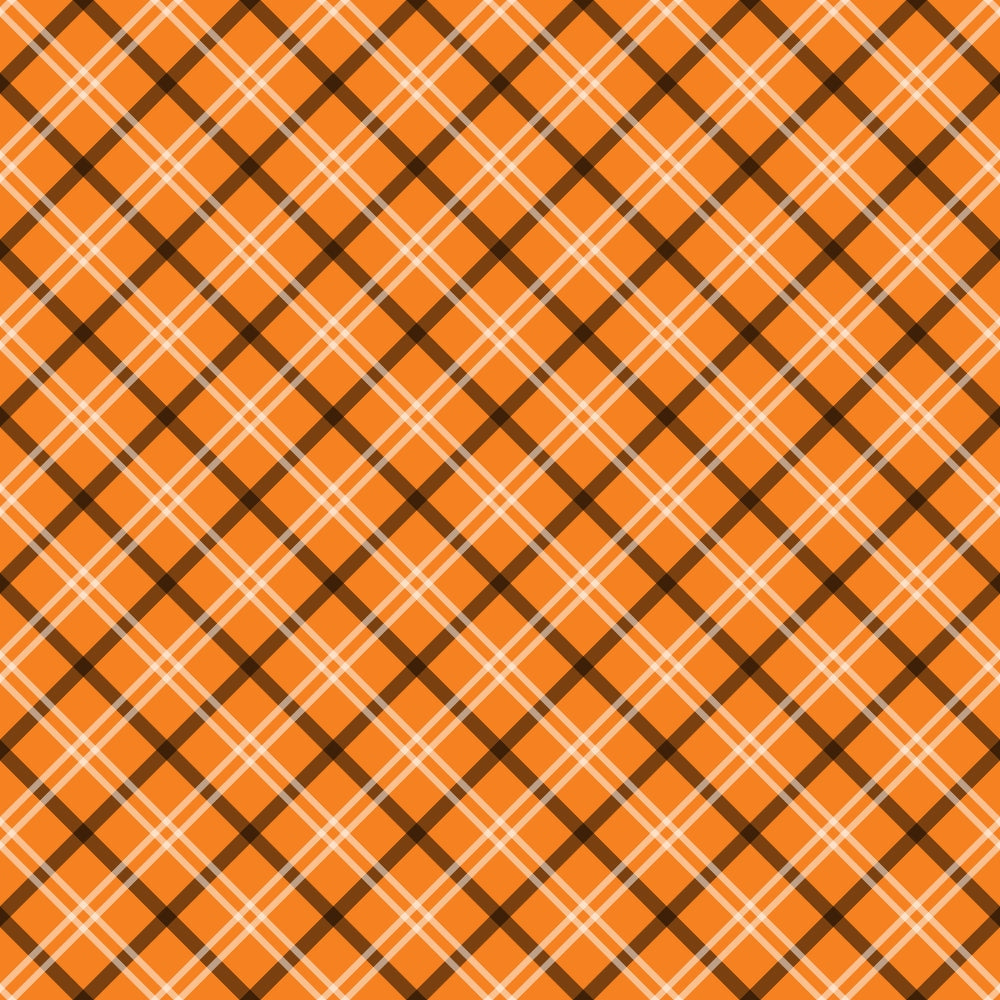 orange, brown, white, plaid pattern, diagonal stripes, tartan, checkered, geometric design, halloween colors, autumn colors,, fabric panel, seasonal fabric, crosshatch pattern, woven look, fall themed, halloween plaid, orange plaid, brown stripes, cotton fabric