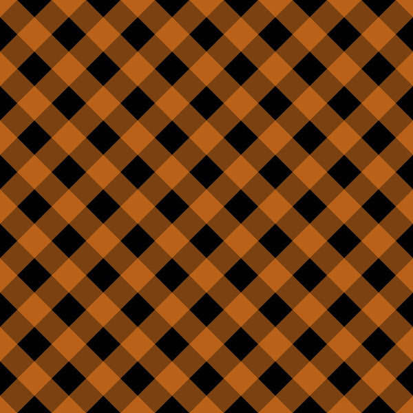 orange, black, brown, plaid pattern, diagonal gingham, checkered design, halloween colors, autumn fabric,, fabric panel, geometric pattern, buffalo plaid, seasonal fabric, halloween themed, festive plaid, diamond pattern, woven look, fall colors, craft fabric, halloween quilting