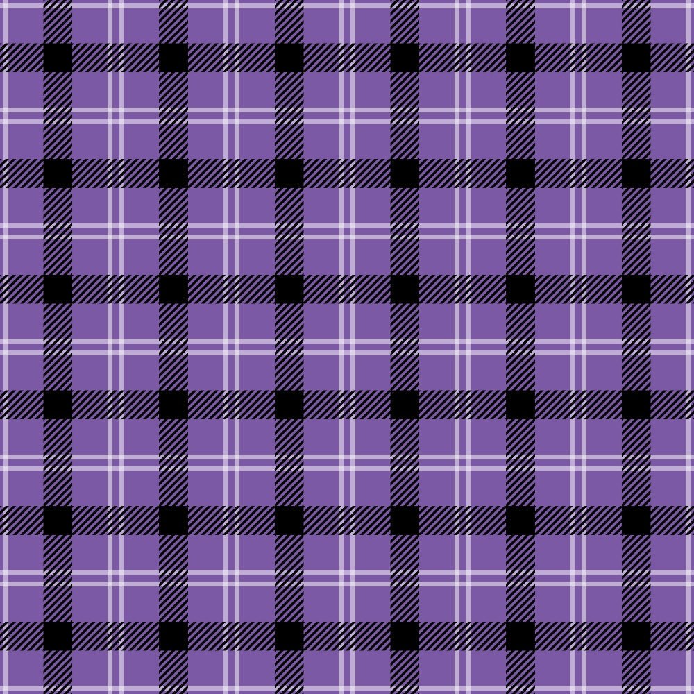 purple plaid, black accents, diagonal stripes, checkered pattern, geometric design,, fabric panel, halloween themed, gothic colors, repeating pattern, crosshatch lines, tartan style, autumn colors, seasonal fabric, craft material, sewing supplies, textile design, coordinating colors, grid pattern