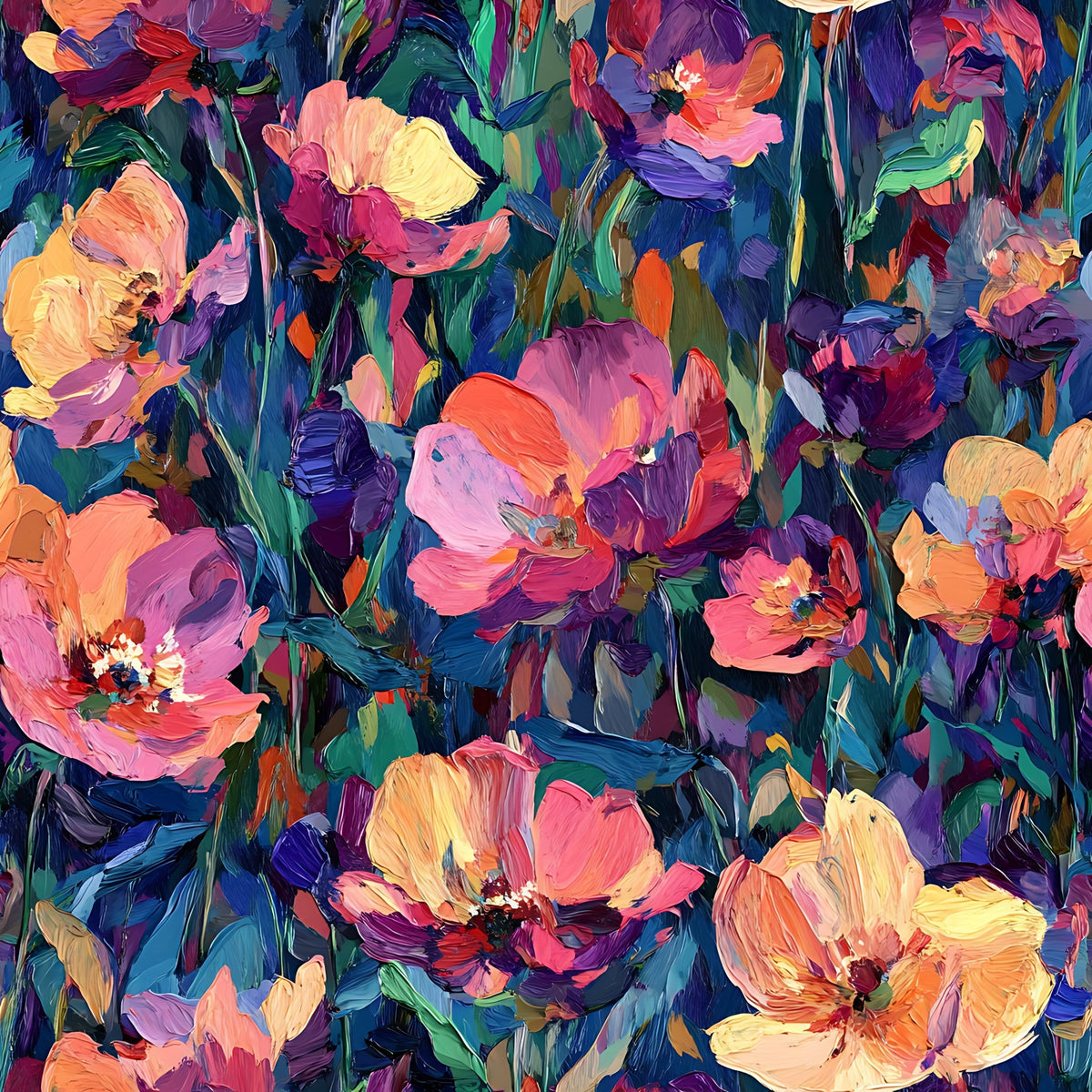 Painted Petals Pattern 19 Fleece Fabric