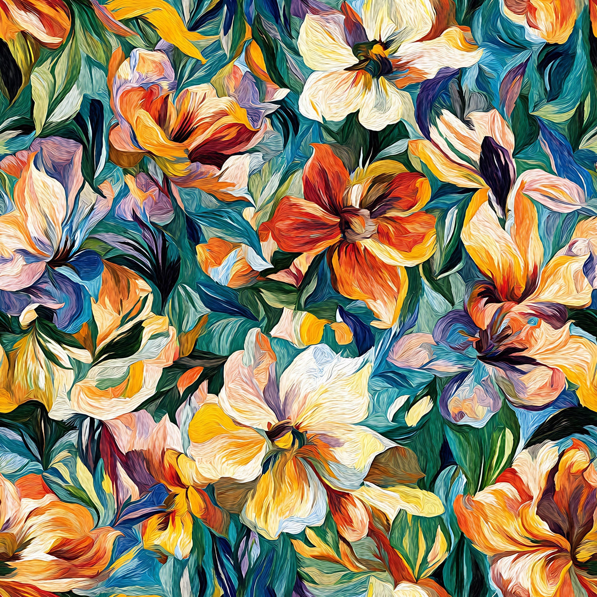 Painted Petals Pattern 9 Fleece Fabric